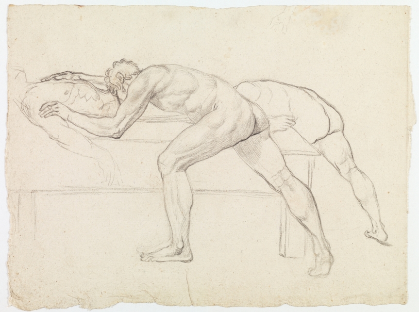 Estudio de desnudo masculino para la figura que llora sobre el cuerpo de Viriato. José de Madrazo